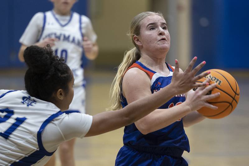 Eastland’s Morgan McCullough eyes the hoop Tuesday, Jan. 7, 2025, at Newman High School.