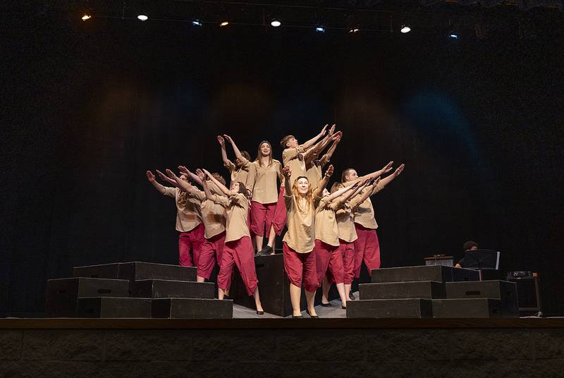 Sterling High School’s Group Interpretation team acts out “Peter and the Starcatcher,” for a public performance Wednesday, March 25, 2026, at Centennial Auditorium. The team took second at sectionals and will compete this weekend in the state competition. Only 18 performances are chosen to show at state.