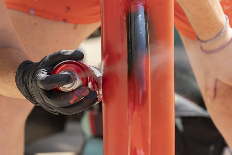 After a base coat, Reuter will add details then go back with a clear protective coat for the works of functional art.