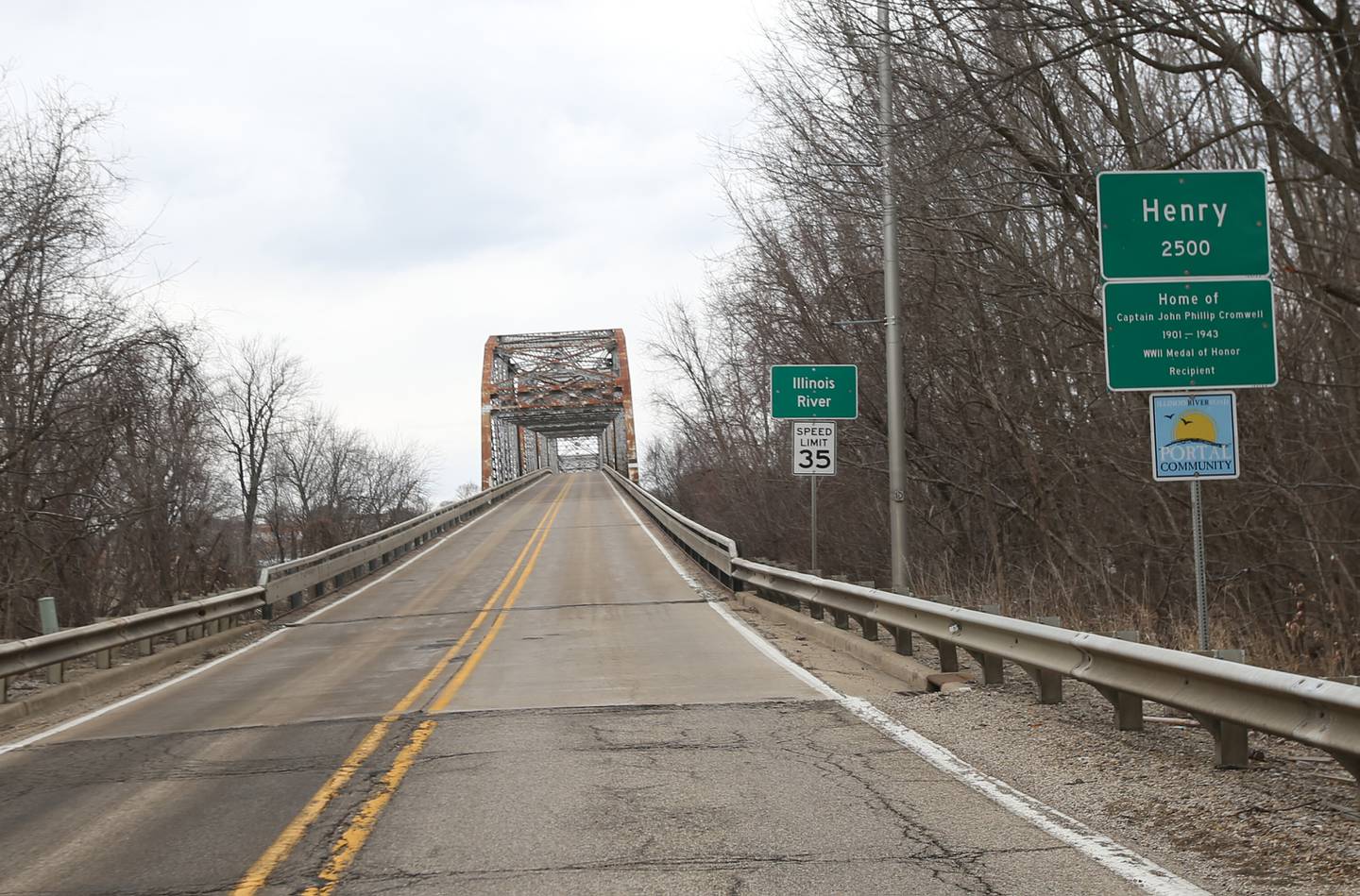 The Illinois Route 18 Bridge approach over the Illinois River on Tuesday, Feb. 14, 2023 in Henry.
