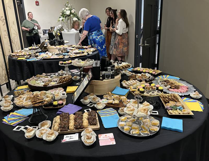 Desserts awaited attendees during intermission of Serenity Hospice and Home’s Fourth Annual Art Dash fundraiser on Wednesday, April 9, 2025, at River’s Edge Experience, 103 S. First St., Oregon. Dessert sponsors were Cheesecake Ko, Donna Mann, Hough's Maple Lane Farm, Jen's Artisan Breads, Lauren Ash Cookies, Liz Jurasek, Lynnie's Kitchen, The Noble Cakery, The Village Bakery, and Vicki's Baked Goods & More.