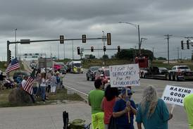 People gather in Morris to ‘make good trouble’ by protesting Trump administration policies