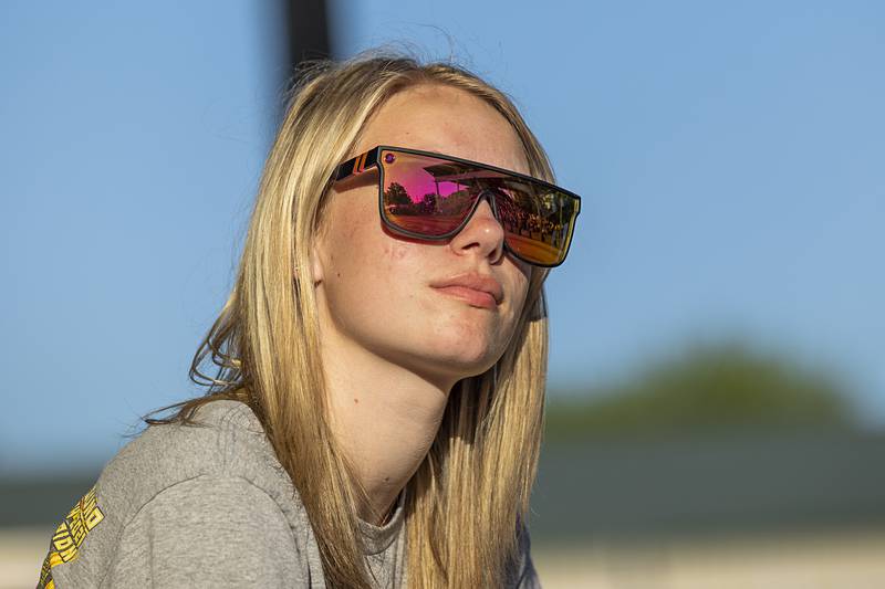 Madison Stern of Sterling watches the tractor pulls Wednesday, Aug. 7, 2024, at the Carroll County Fair.
