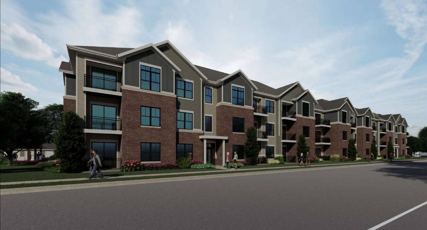 A rendering shows what a new affordable housing apartment complex may look like at Mill Street and Crystal Lake Road in McHenry after it was approved by city officials this week.