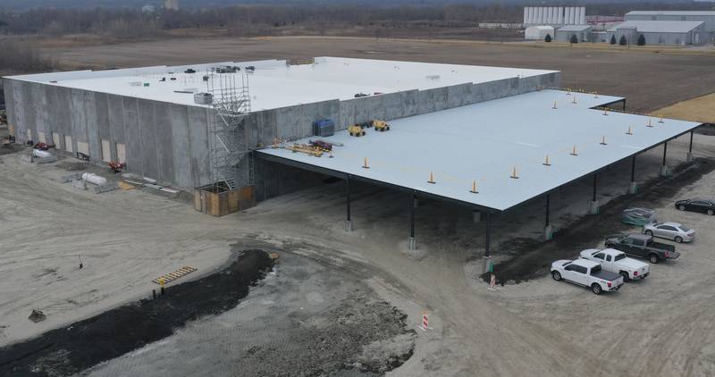 An aerial view of the Amazon Last-Mile Delivery Facility on Thursday, Feb. 6, 2025 Industrial Park in Ottawa. The 50,800-square-foot warehouse will be an addition to Amazon's regional logistics network, helping streamline package delivery to residents and businesses across the region.