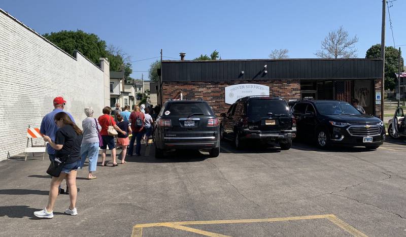 A line of customers forms outside the Secretary of State facility in La Salle in June 2020. As a COVID-19 measure, the Department of Homeland Security has extended the deadline for residents to apply for a REAL ID until May 3, 2023.