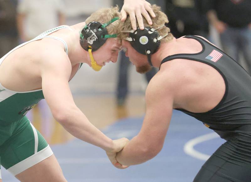 Coal City's Cade Poyner wrestles Reed Custer's Dominic Alaimo during the 62nd annual Lyle King Princeton Invitational boys tournament on Saturday, Jan. 10, 2026 at Princeton High School.