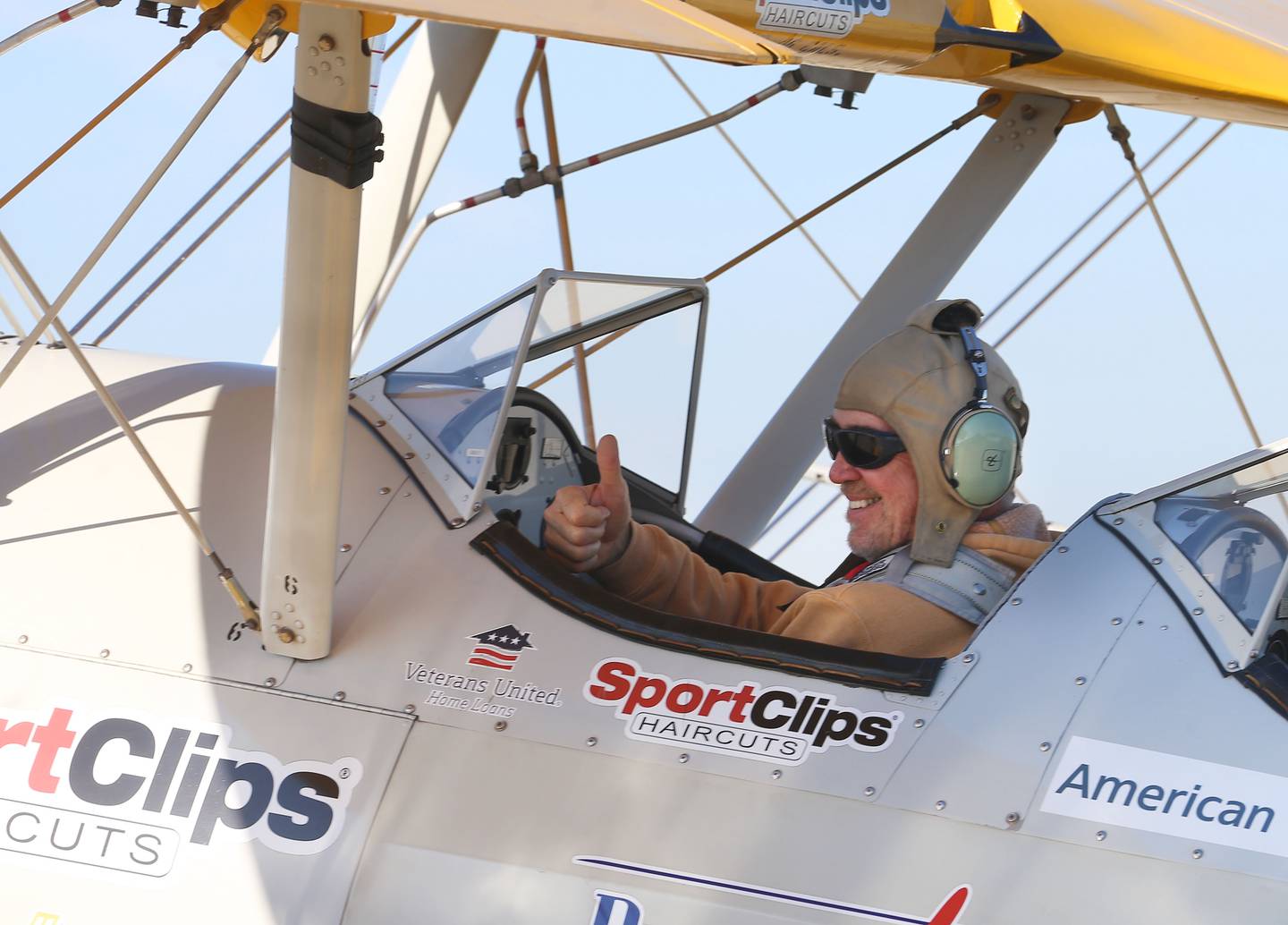 Veteran Marvin Hill of Peru, gets ready to depart in a 1942 Boeing Stearman A-75 Primary Trainer during a Veteran Dream Flight on Tuesday, Sept 2, 2025 at the Illinois Valley Regional Airport in Peru.