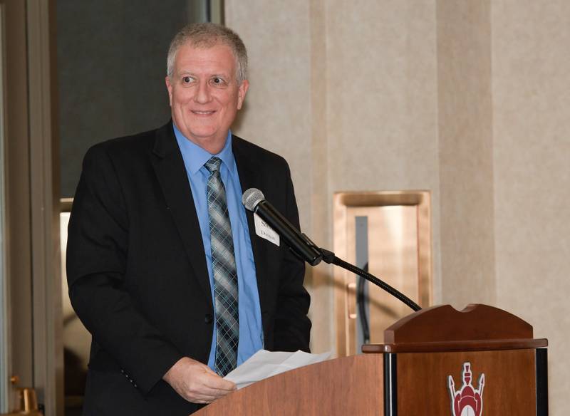 Steve Doonan is inducted into the Business Leaders Hall of Fame during DeKalb Chamber of Commerce's Annual Celebration Dinner at the Barsema Alumni & Visitors Center on Thursday, Feb. 3, 2022.