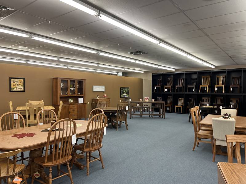 At the showroom, Tegeler’s Amish Furniture has devoted the most space to the bedroom and dining sets as they’re the most popular.