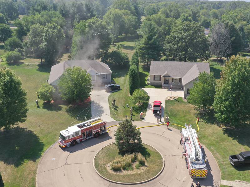 Fire departments from Utica, Peru, Amboy, Malden, Bureau, Wyanet, Spring Valley and Princeton responded to a house fire in the 600 block of Celebration Dr. on Monday, Aug. 28, 2023 in Princeton. The fire started shortly before 11a.m.
