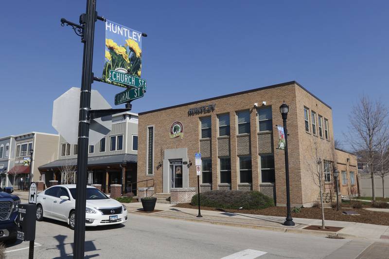 Former Huntley Village Hall at 11704 Coral Street, in Huntley, on Wednesday, April 12, 2023. Huntley officials are hearing a conceptual review for redeveloping the old Village Hall into a new restaurant.