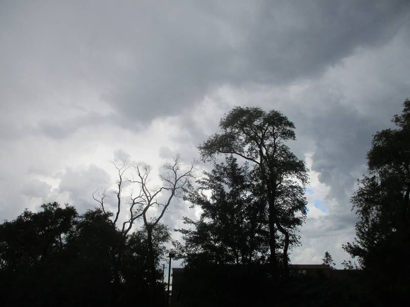 Dark clouds continued to hover over the Joliet area after early morning storms passed through on Saturday, July 23, 2022. More stormy weather is expected in late afternoon and evening.