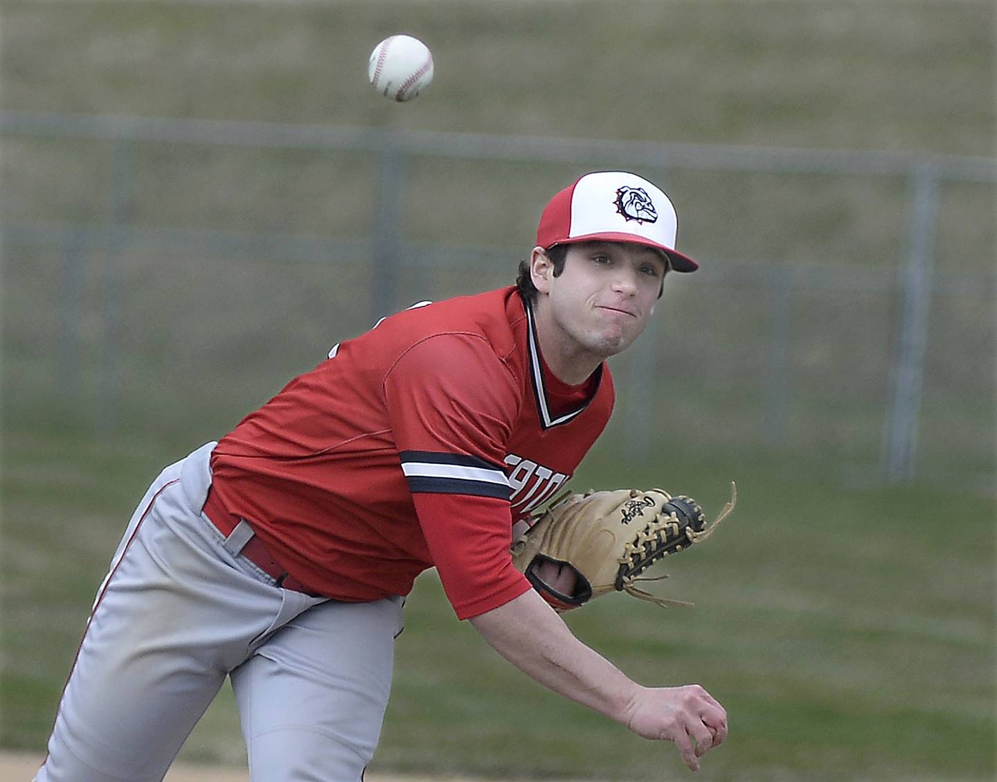 Streator starting pitcher Parker Phillis lets go with a pitch on Thursday, March 30, 2023 at Ottawa High School.