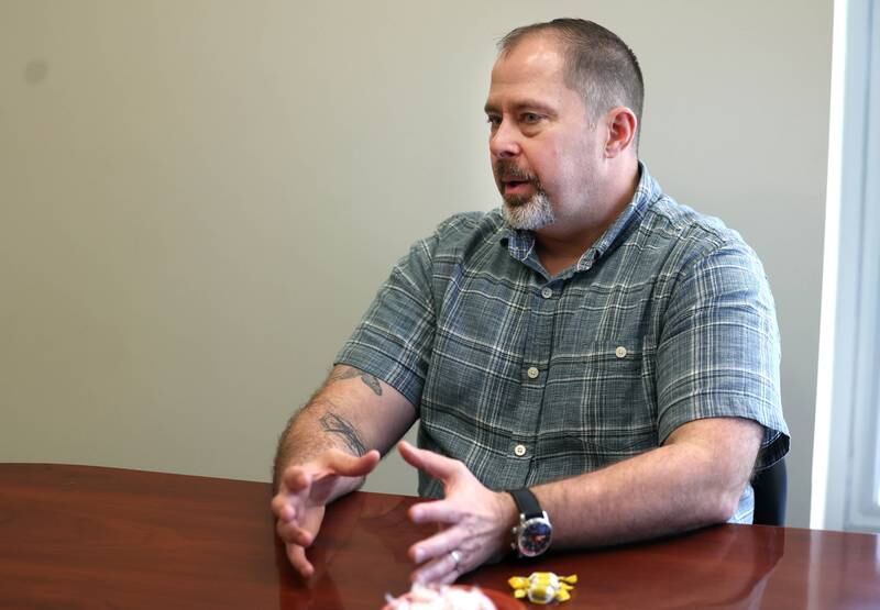 Jeff Wig, Sycamore Police deputy chief, talks about his career Friday, March 14, 2025, at the Sycamore Police Department. Wig, along with Chief Jim Winters will be retiring this month.