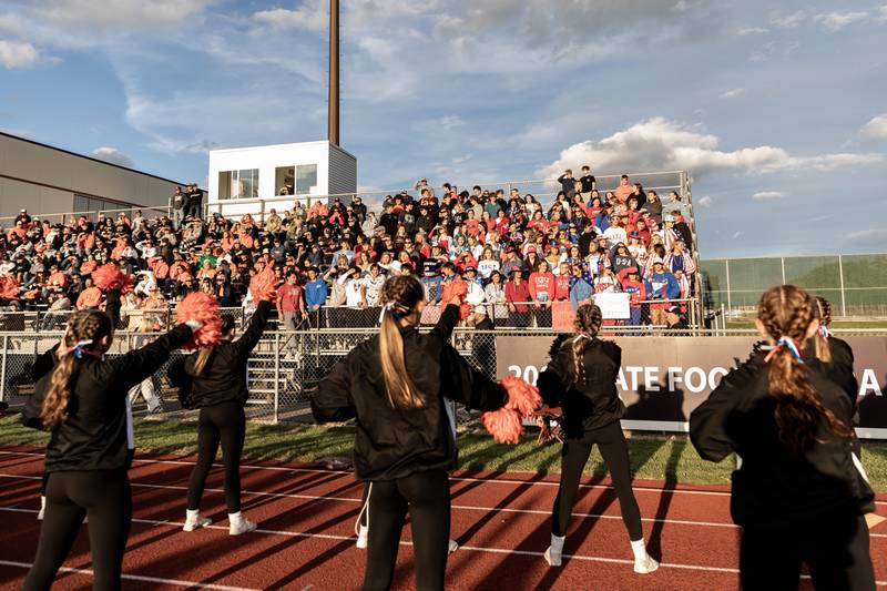 Lincoln-Way West’s fans fill the stands at Lockport Township High School’s East Campus during the varsity football game between Lockport and Lincoln-Way West on Sept. 5, 2025.