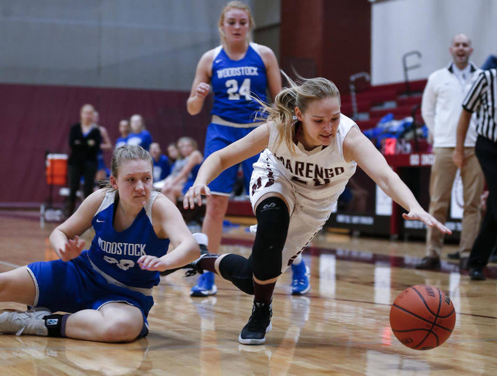 High school girls basketball Marengo rolls past Woodstock in KRC