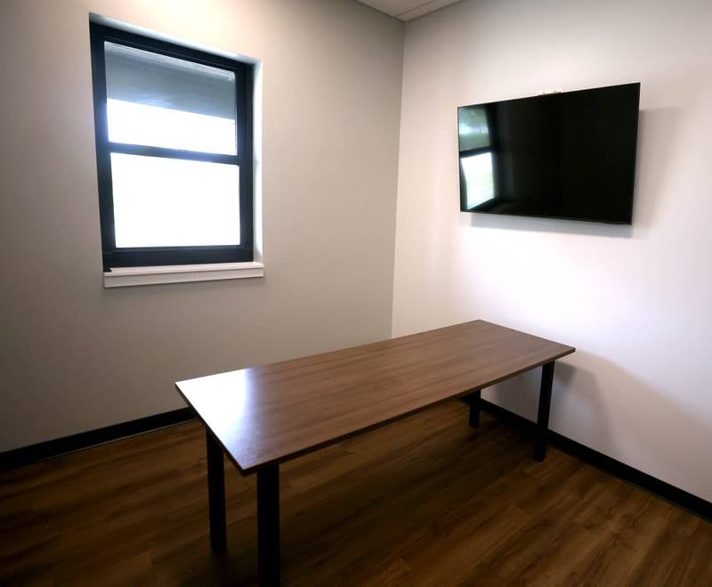 The conference room Tuesday, April 29, 2025, at the newly opened DeKalb Fire Station No. 4 on South Malta Road near the Schnucks shopping center.