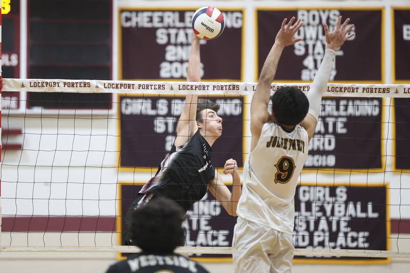 Lockport’s Nick Smart powers a shot against Joliet West on Tuesday, March 31, 2026 in Joliet.
