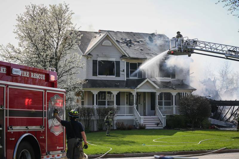 The Crystal Lake Fire Rescue Department responds to a house fire at 9:09 a.m. Monday, April 24, 2023, in the 600 block of Glenbrook Road in Crystal Lake.