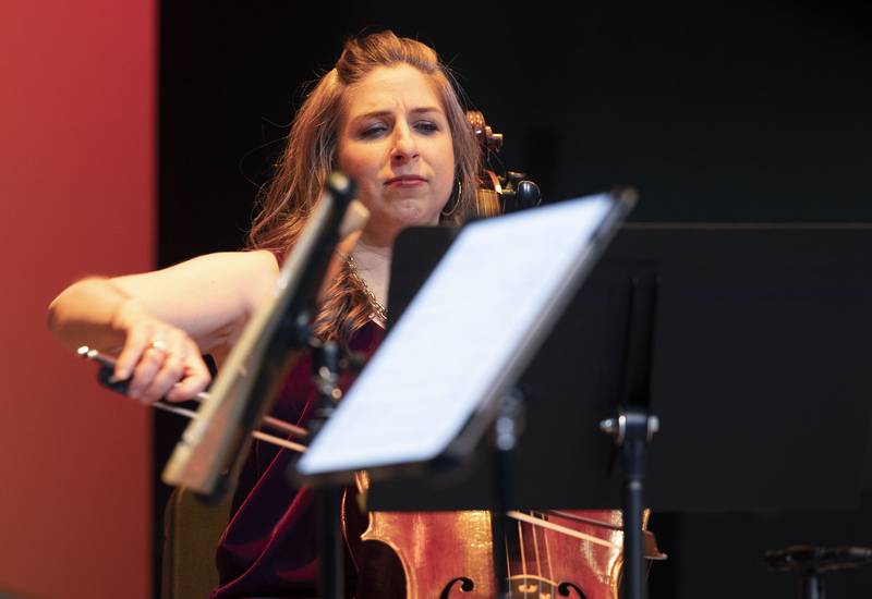 Cellist Jean Hatmaker plays the first selection of the night by the group, a collection of Nordic folk tunes, Wednesday, Jan. 11, 2023.