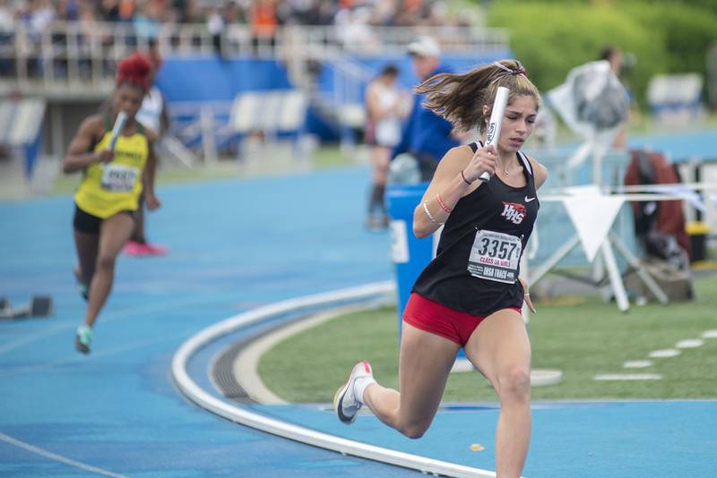 Huntley's Victoria Evtimov competes in the 3A 4x2 finals during the IHSA girls state championships, Saturday, May 21, 2022 in Charleston.