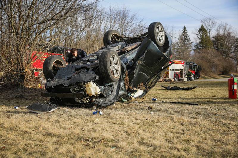 The Woodstock Fire/Rescue District responded Tuesday, March 21, 2023, to the 4200 block of Doty Road for a rollover crash. The male driver was assessed by paramedics but declined any injuries.