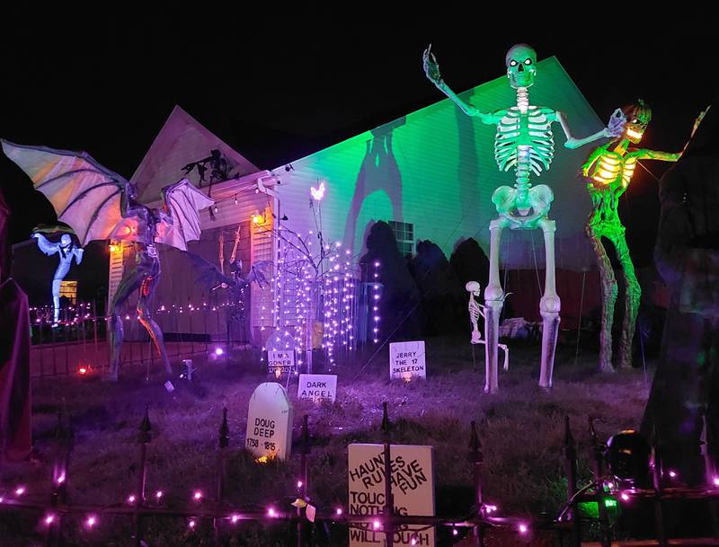 The "Seventh Avenue Cemetery" at 613 Seventh Ave. in Marseilles is an elaborate cemetery display with skeletons and other creatures. The residence takes donations for the Marseilles food pantry.