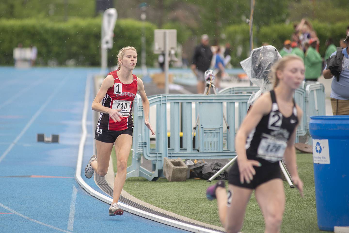 Amboy's Lauren Althaus competes in the 1A 400 run finals during the IHSA girls state championships, Saturday, May 21, 2022 in Charleston.
