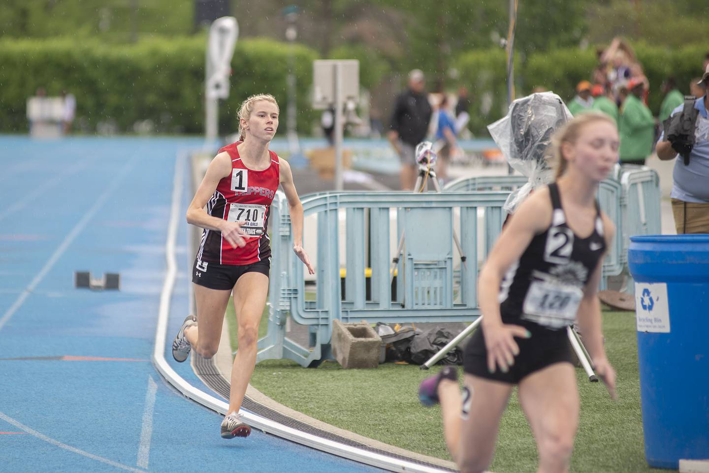 Amboy's Lauren Althaus competes in the 1A 400 run finals during the IHSA girls state championships, Saturday, May 21, 2022 in Charleston.