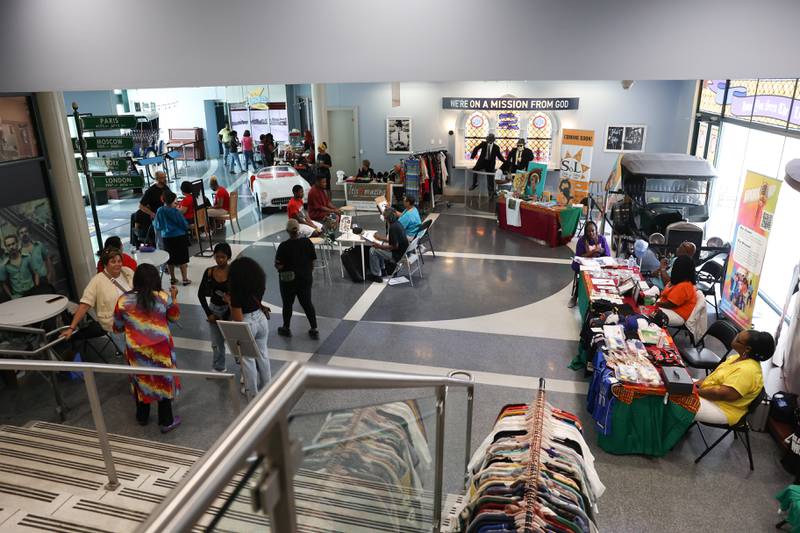 Several black-owned businesses line the lobby at the Juneteenth event hosted by the Joliet Area Historical Museum on Monday, June 19, 2023 in Joliet.