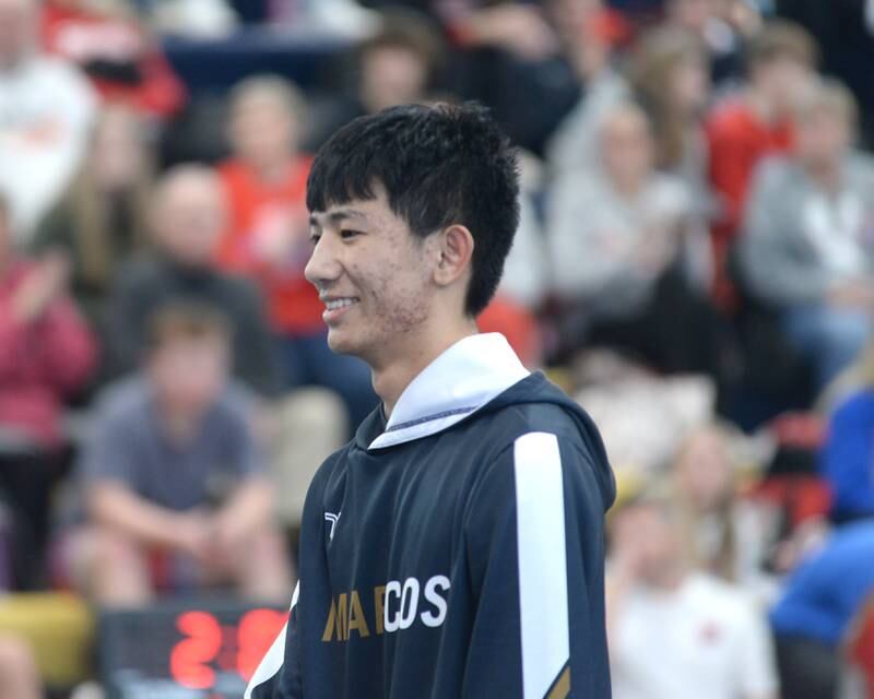 Polo-Forreston's Lucas Nelson was recognized at the Polo Wrestling Invitational on Saturday, Jan. 11, 2025 at Polo High School for surpassing 100 wins earlier in the week.