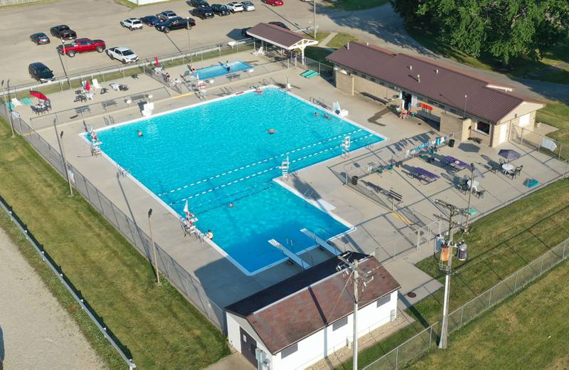 People cool off in the water at the Mendota swimming pool on Monday, June 17, 2024.