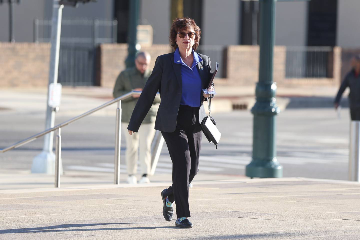 Will County Board member Jackie Traynere arrives to the Will County Courthouse on Monday, March 9, 2026, in Joliet. Traynere was on trial on a charge of computer tampering.