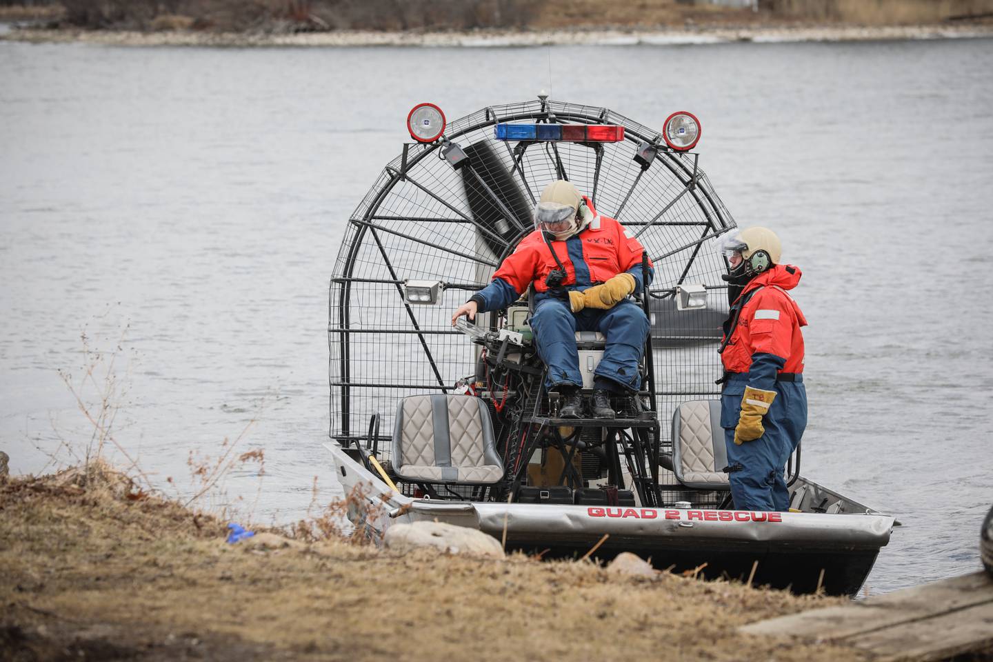 More than a dozen departments made up of fire, police and county officials conducted a search for two missing men near Pistakee Lake Sunday, March 6, 2022.