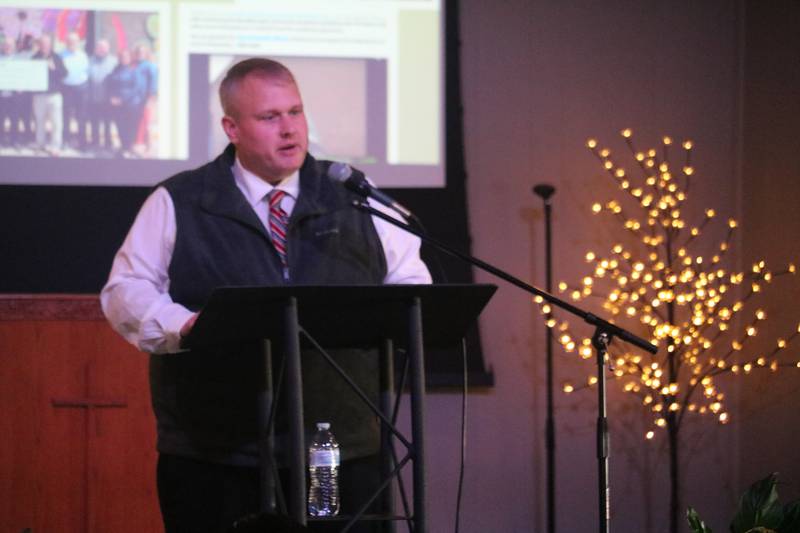 Chad Glover, Executive Director for Opportunity DeKalb, gives remarks Jan. 18, 2025, during a graduation ceremony to commemorate the inaugural cohort on completing the Breakthrough Community Business Academy.