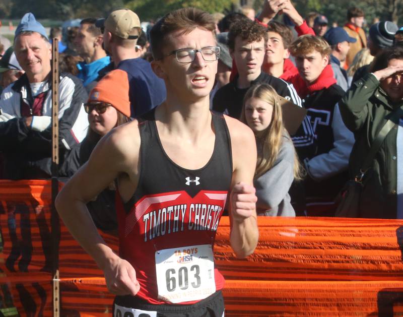 Timothy Christian's Rich Meszaros competes in the Class 1A State Cross Country race on Saturday, Nov. 4, 2023 at Detweiller Park in Peoria.