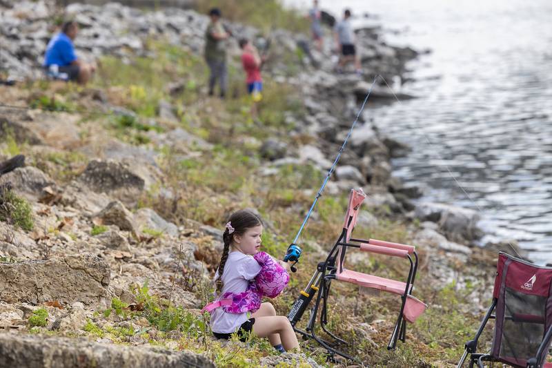 Harlow Head, 4, of Polo, looks to reel in that big one Saturday, Sept. 20, 2025, at Dixon Police’s Cops and Bobbers fishing event. The event was held at Page Park.