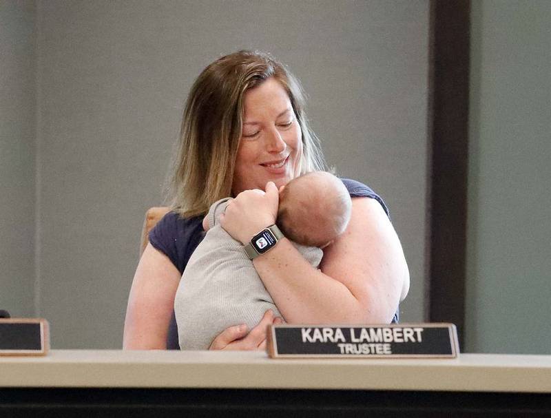 Mundelein Trustee Kara Lambert's son Luca was born in March -- and he went on the campaign trail with Lambert before she was reelected for her second term.