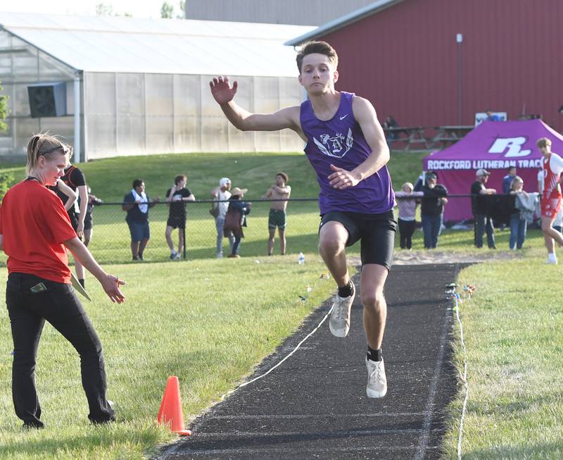 Dixon's Deaglan Taylor competes in the triple jump at the Big Northern Conference Meet at Stillman Valley on Thursday, May 14, 2026.