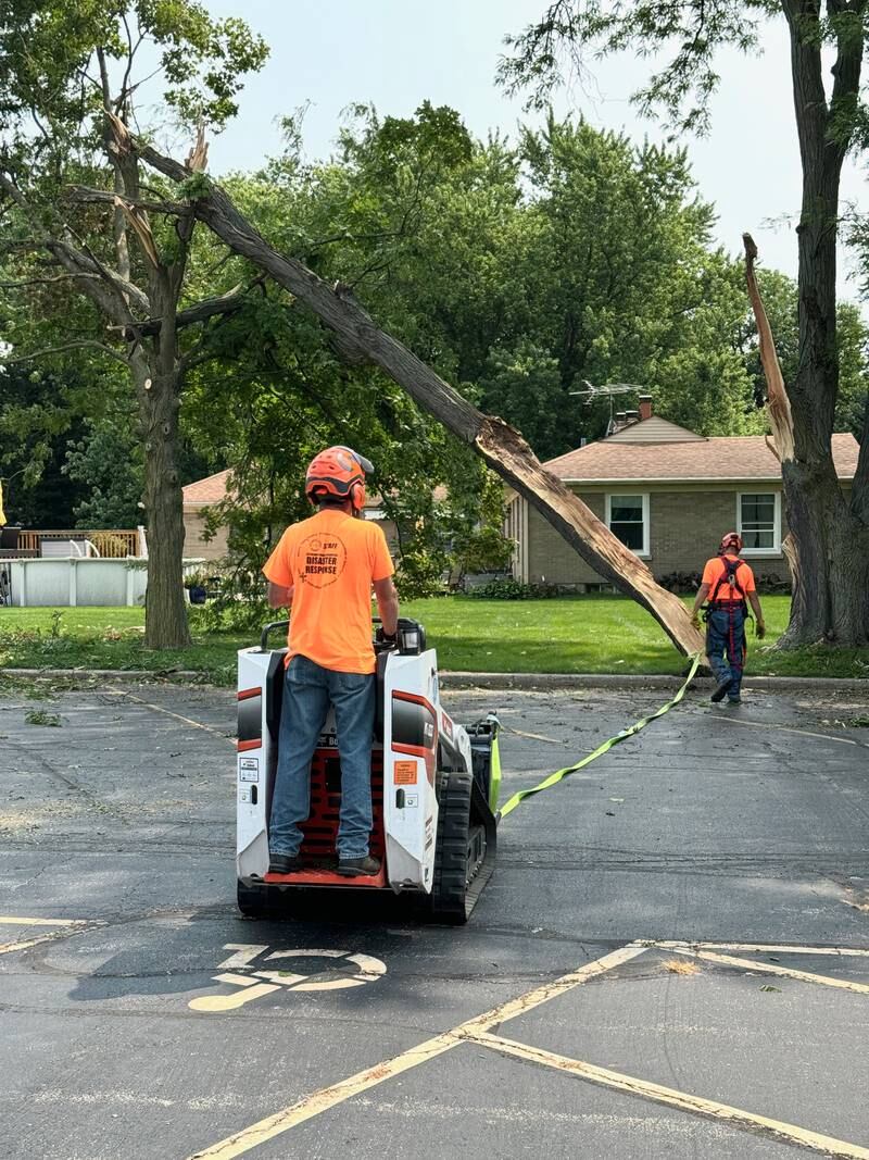 Lutheran Disaster Response, a part of Lutheran Church Charities, removed a maple tree and portions of a locust tree at Faith Lutheran Church. Part of the locust tree fell on the maple tree.
