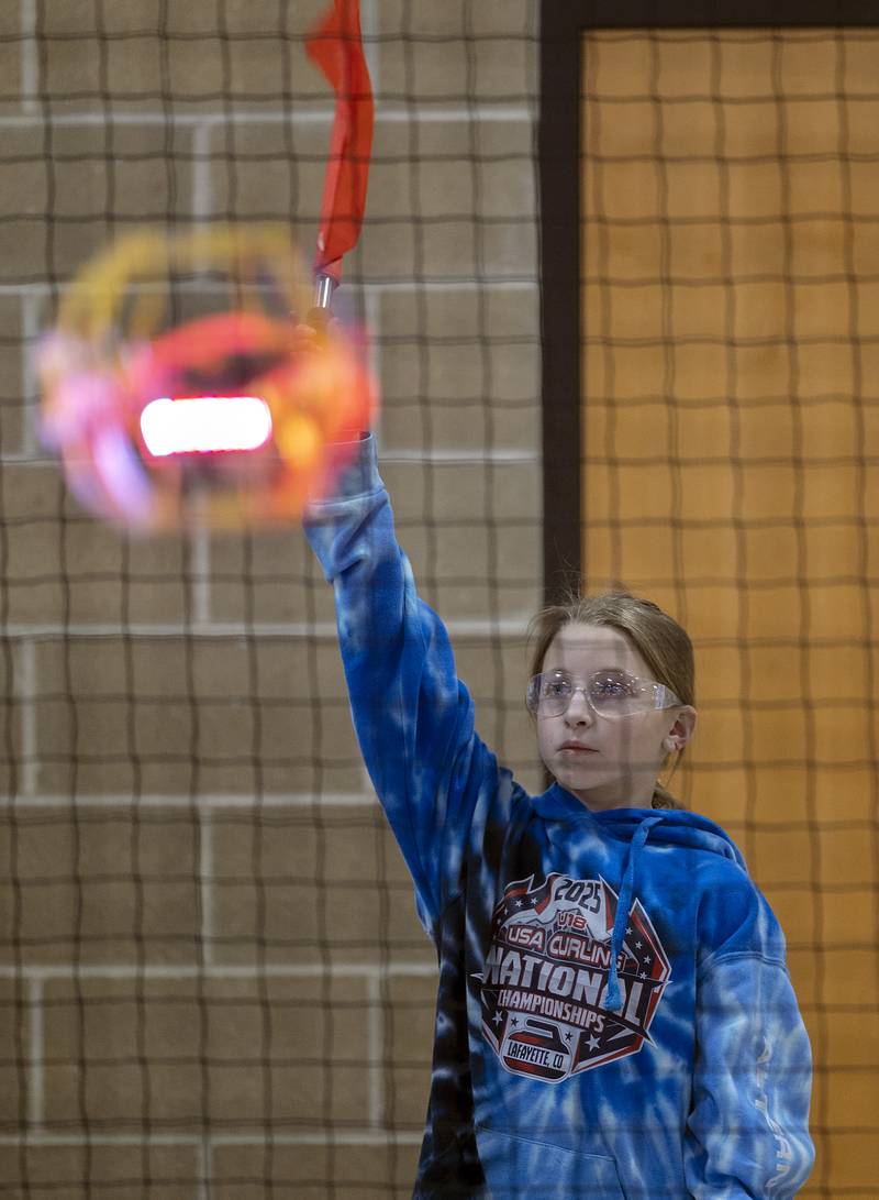 Lily Haws marks a score during the last match of the scrimmage Wednesday, Jan. 22, 2025, in Dixon.