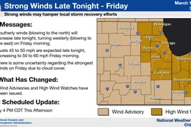 High winds Thursday night and Friday could hamper storm recovery efforts in Kankakee County