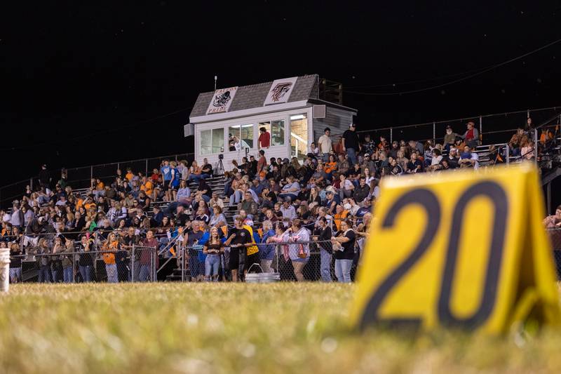 FCW fans flood the stands for their game on Friday, Sept. 26, 2025, at Woodland School in rural Streator.