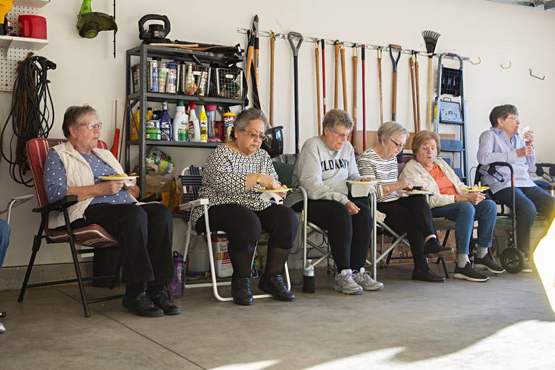 Autumnwood residents in Dixon sit and chat and catch up on doings about town and updates on family. One resident, Patty McBride, informed the group of a new grandson. Another person told the tale of his son’s military service overseas.