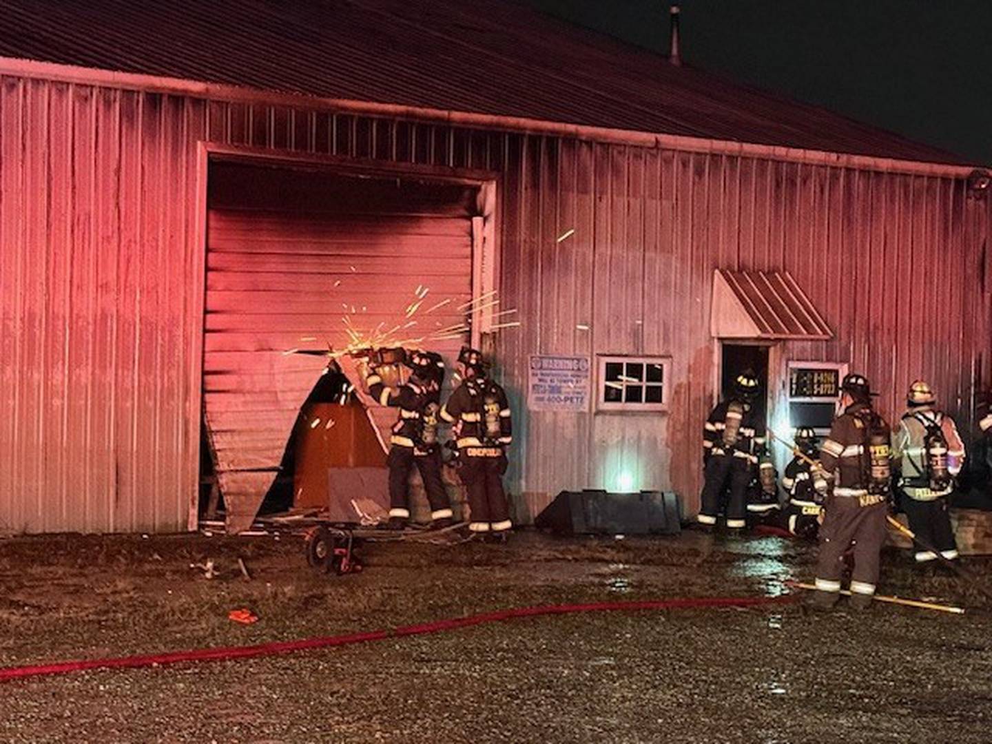 An early morning fire on Wednesday, Feb. 18, 2026, at a Fox Valley Power Sports Inc., 8913 South Route 31, Lake in the Hills, severely damaged a pole barn housing boats and other power sports equipment.