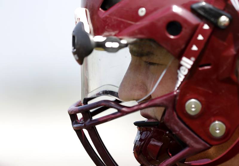 Marengo’s Brady Kentgen during football practice on Tuesday, July 22,  2025, at Marengo High School.