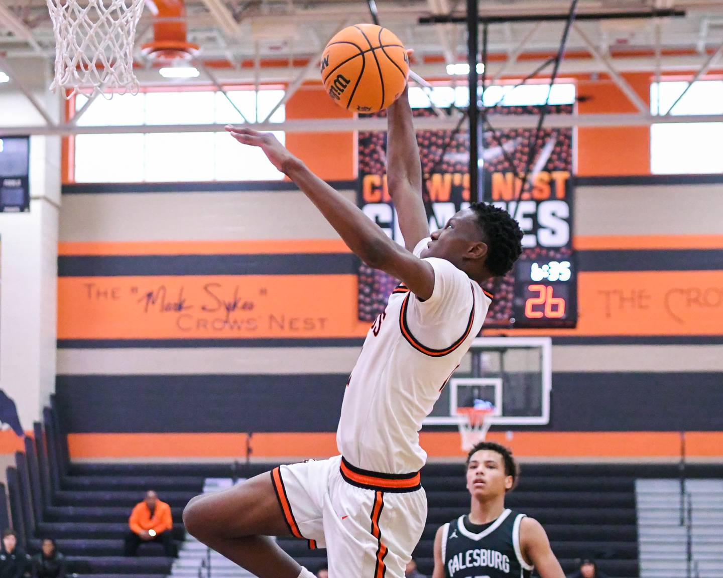 DeKalb's Gabriel Crump (11) makes a basket during the Dayton Invite game on Monday Dec. 29, 2025, while taking on Galesburg held at DeKalb High School.