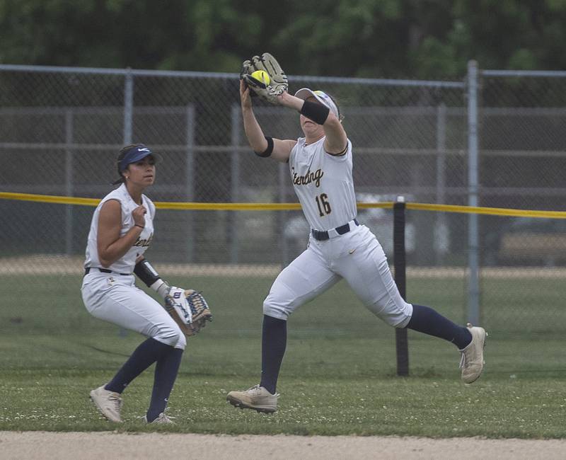 Sterling’s Breanna Taylor comes in for a catch against Belvidere North Friday, May 30, 2025, in the Class 3A Regional final in Dixon.