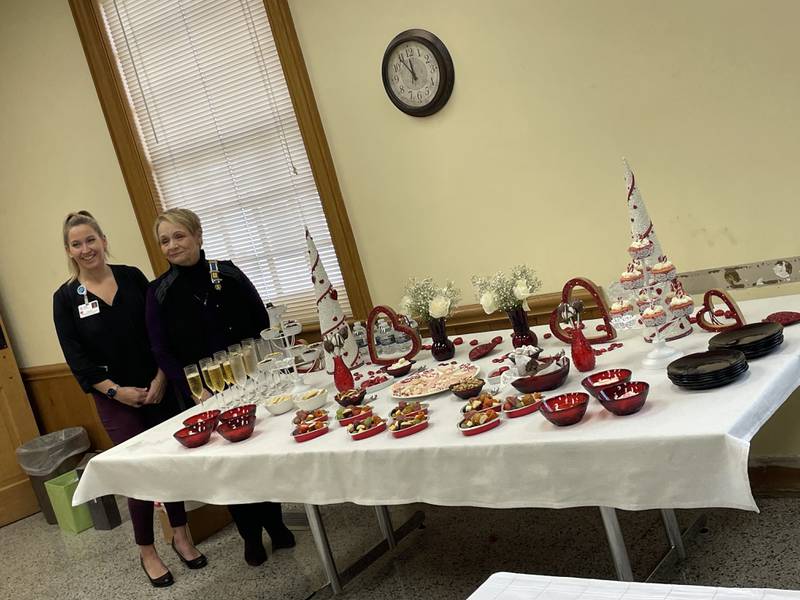 Pictured are Stephanie Morris, OSF St. Claire community educator; and Nancy Gartner, regent of the Daughters of America.